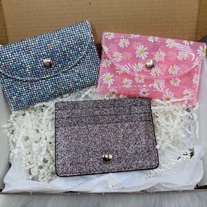 Women's Multi-Color Card Wallet Set 3 piece